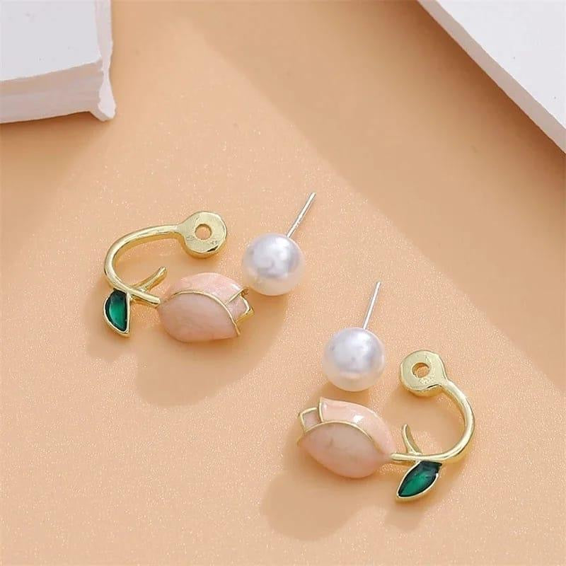 Blooming Pearl Rose Earrings